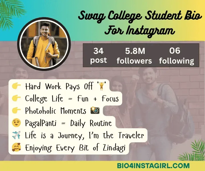 college student bio for instagram